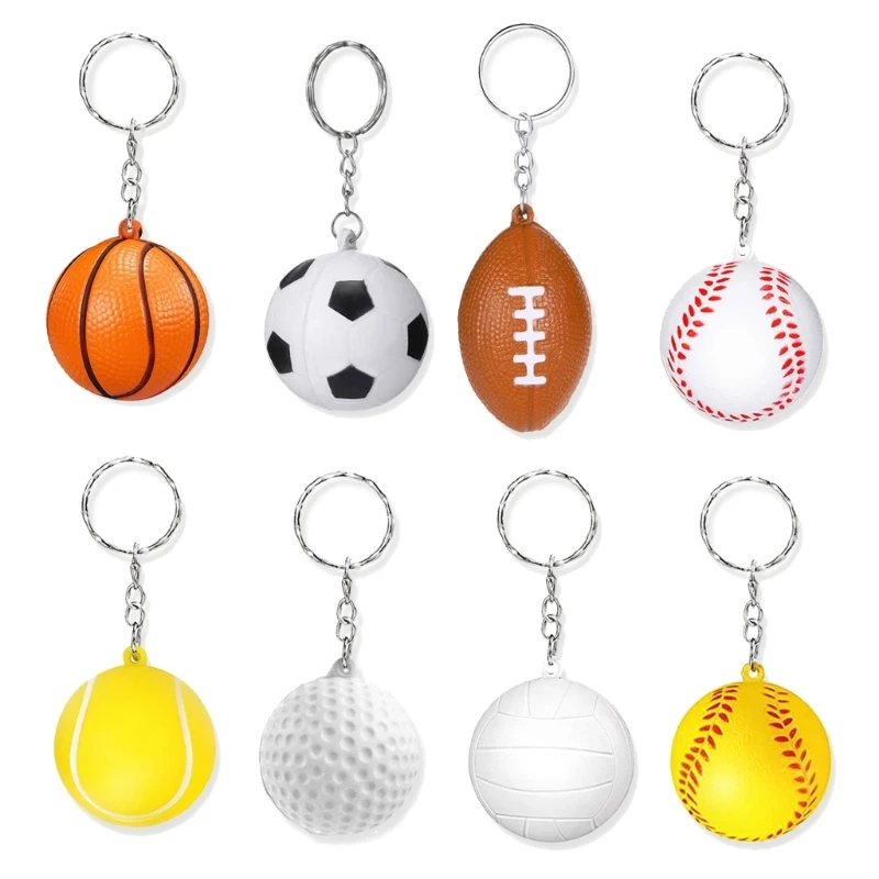 Fashionable Basketball Keychains Sturdy PU Sponge Pendant Keyrings Accessory for Sports Fans and School Clubs Daily Use