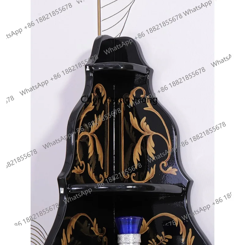 خزانة زاوية صينية مثلثة لغرفة المعيشة، رف زاوية مزخرف لخزانة التخزين #4