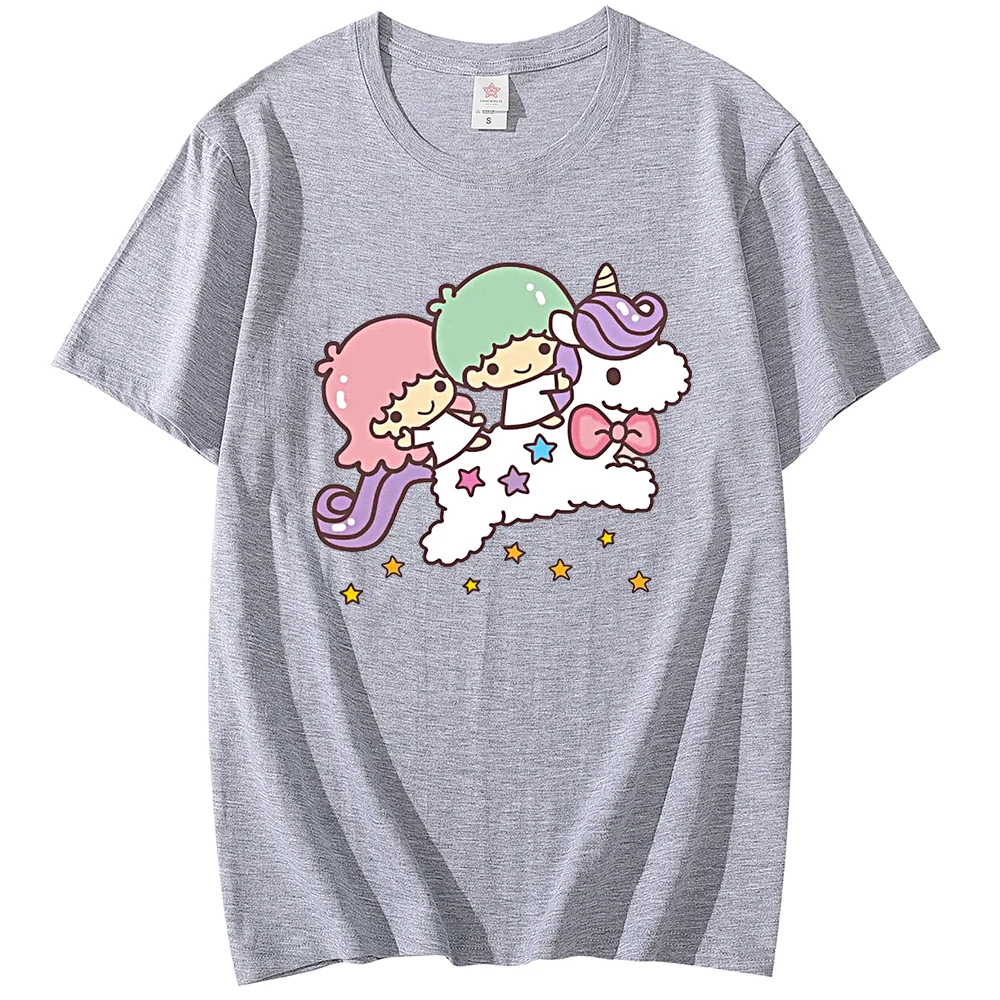 Sanrio T-shirt Little Twin Stars Men's and Women's Printed T-shirt Leisure Street Sports Student Couple T-shirt