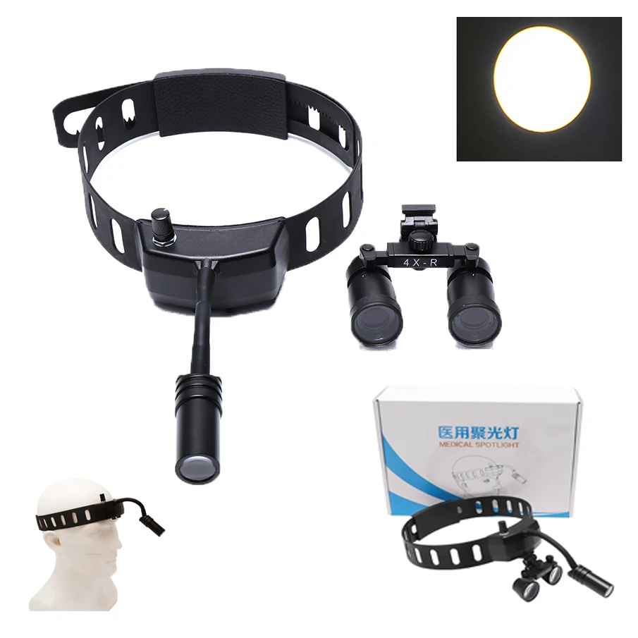 Dental Loupe Glasses Type 5W LED Lighting Lab Medical Loupes Magnifier Dentists Head Band Light