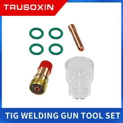 TIG Soldagem Tocha, Stubby Gás Lens, Resistente Ao Calor, Copo De Vidro, Contato Kit Dicas para WP-17, WP18, WP26 Peças de Ferramenta, #12, 7Pcs