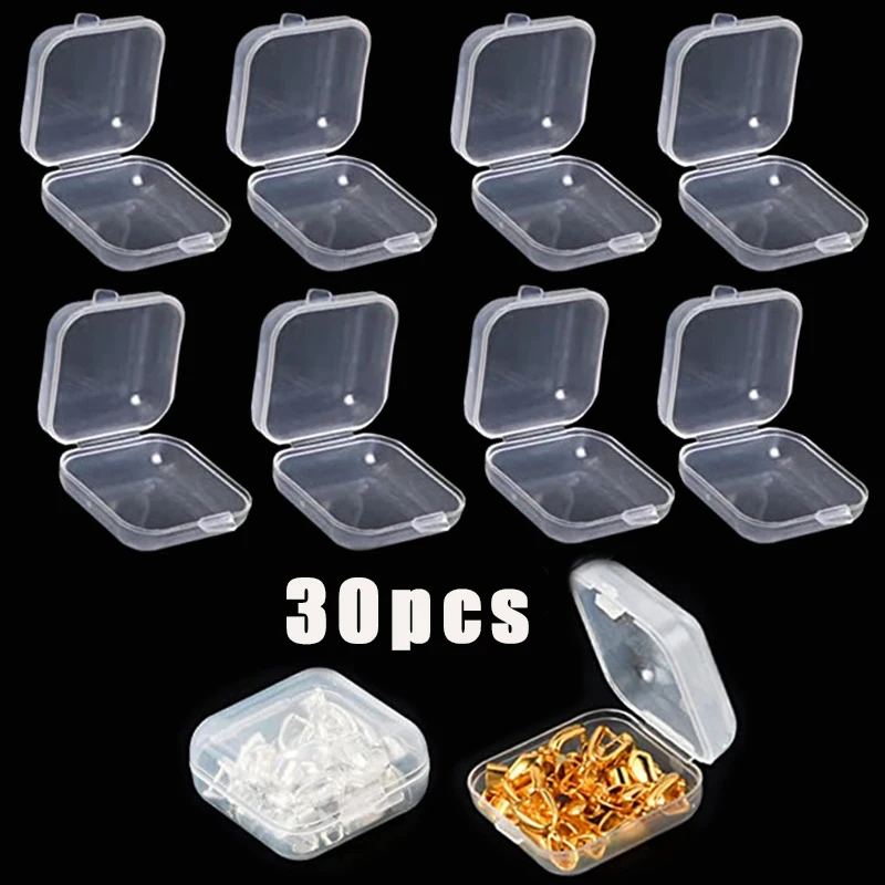 30Pcs Mini Plastic Storage Containers Box Portable Pill Medicine Holder Storage Organizer Jewelry Packaging for Earrings Rings