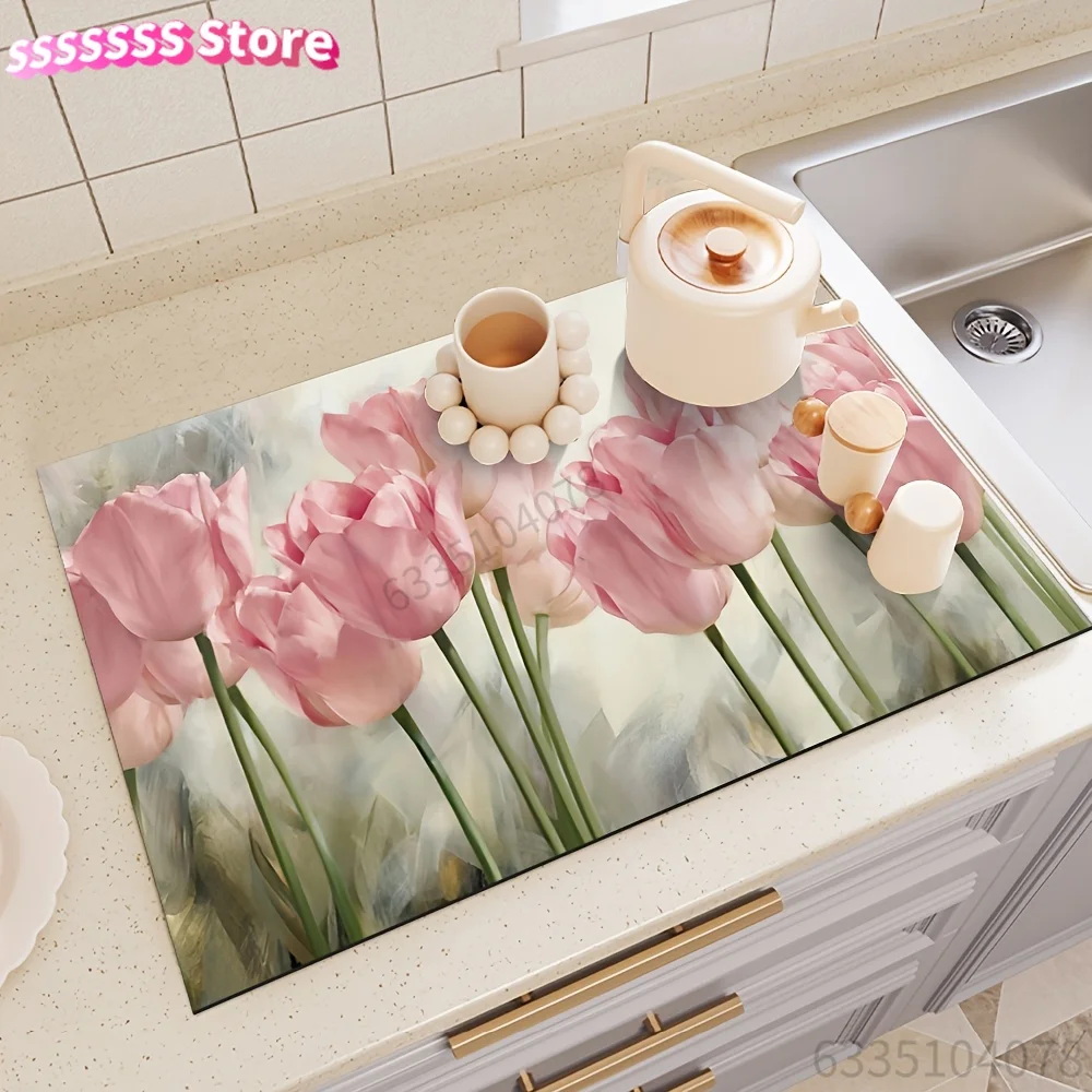 Simple home drain mat with quick dry performance. Anti-slip, waterproof and dirt-proof. Convenient to maintain. Use on sinks, co