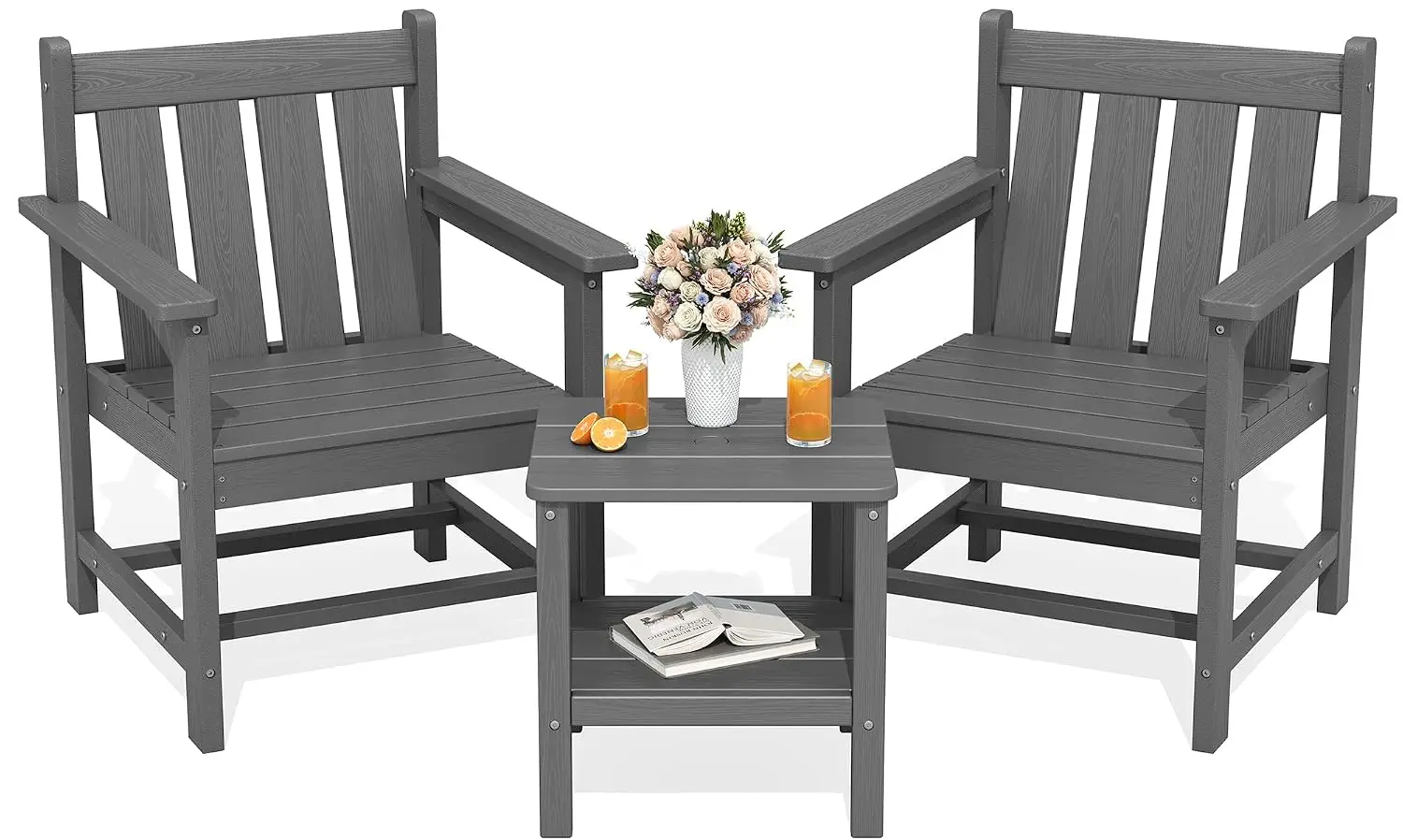 3-Piece Patio Bistro Set Outdoor Chairs & Side Table, Customized