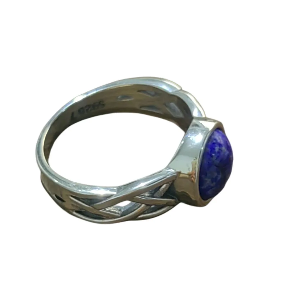 Loạt Phim Truyền Hình "" O Vampiro Nhật Ký "Cổ Điển Trang Sức Thực S925 Bạc Tự Nhiên Lapis Lazuli Nhẫn Cho Nam Và Nữ