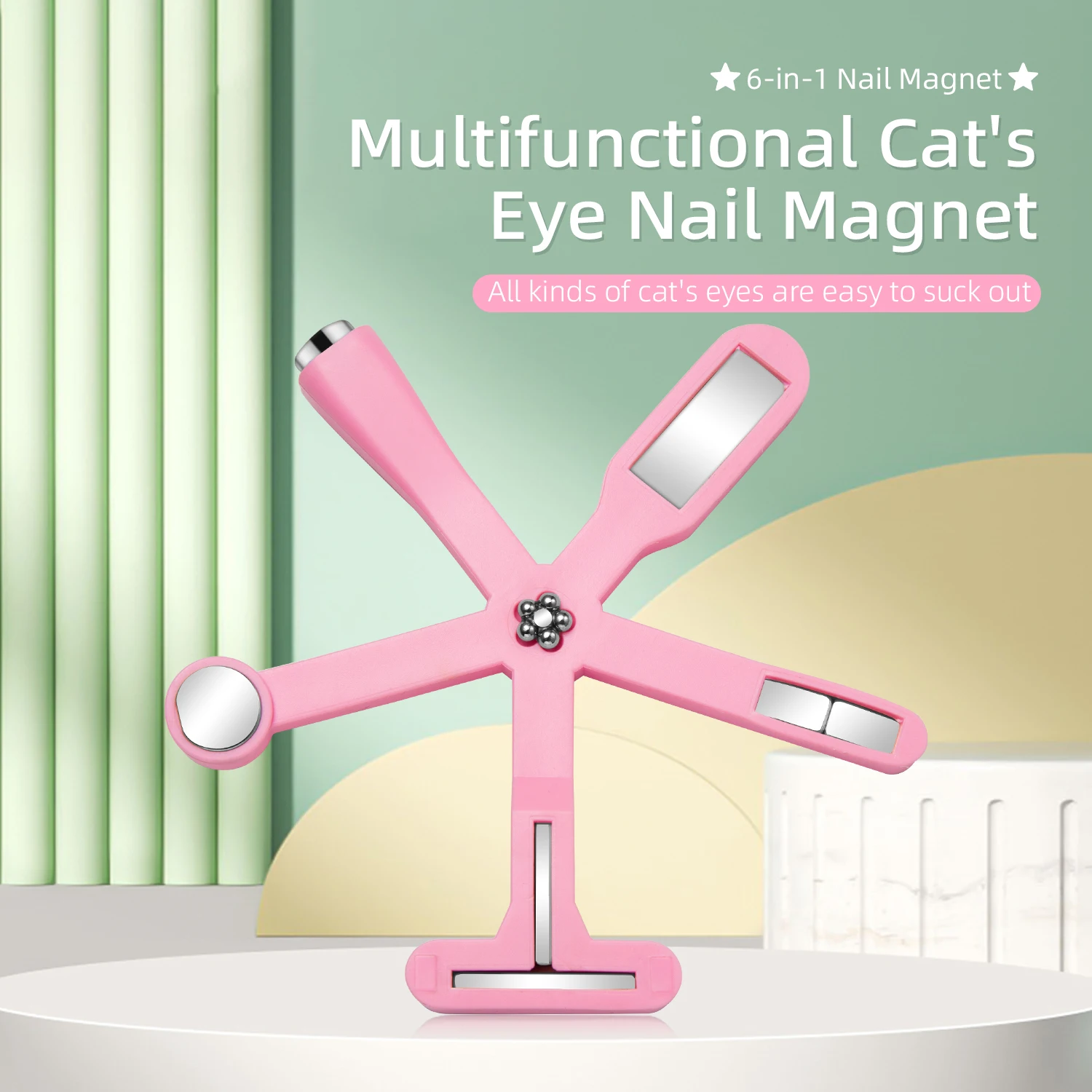 Palo magnético multifunción 6 en 1 para uñas de ojo de gato, tablero magnético cruzado para ojo de gato, herramienta para uñas de Gel UV, herramientas de calcomanías para decoración de uñas brillantes
