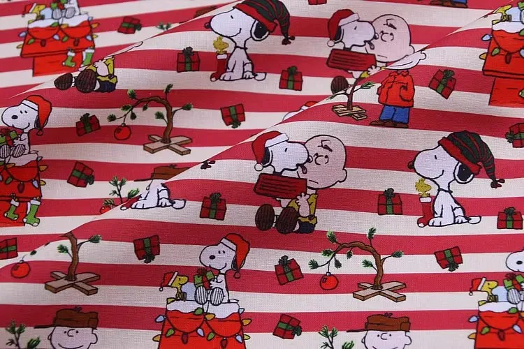 45x140cm Miniso Snoopy 100 Cotton Fabric Printed Cloth Sewing Quilting Fabrics For Patchwork Needlework Diy Handmade Accessories