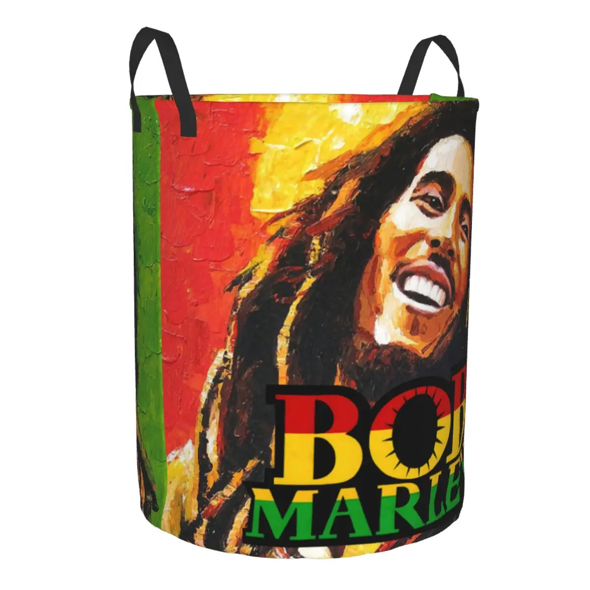 Custom Jamaica Singer Reggae Rock Bob Marley Laundry Basket Collapsible Baby Hamper for Nursery Toys Organizer Storage Bins