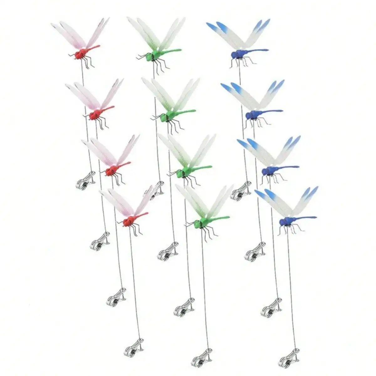 12-Pack 3D Realistic Dragonfly Clips – Bright Color Decorative Multi-Function Clips, Outdoor/Indoor Use For Garden Decor, Hat Accessories & Curtain Embellishments | Perfect For Patio Enthusiasts & Home Decor Lovers