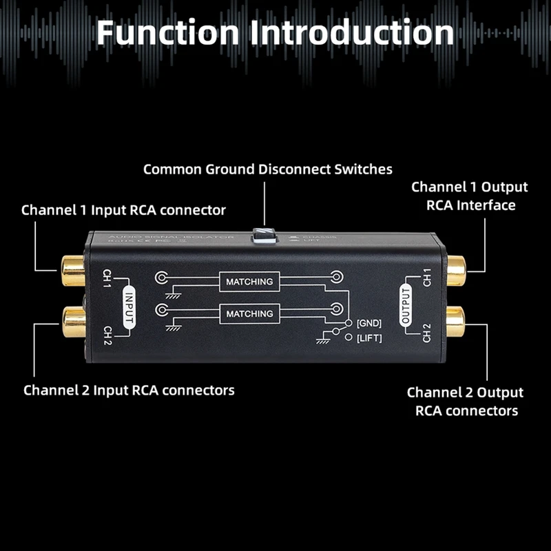 Professional Audio Signal Isolator Audio Current Noise Filter Remover RCA Interface Plug And Play Passive Isolator