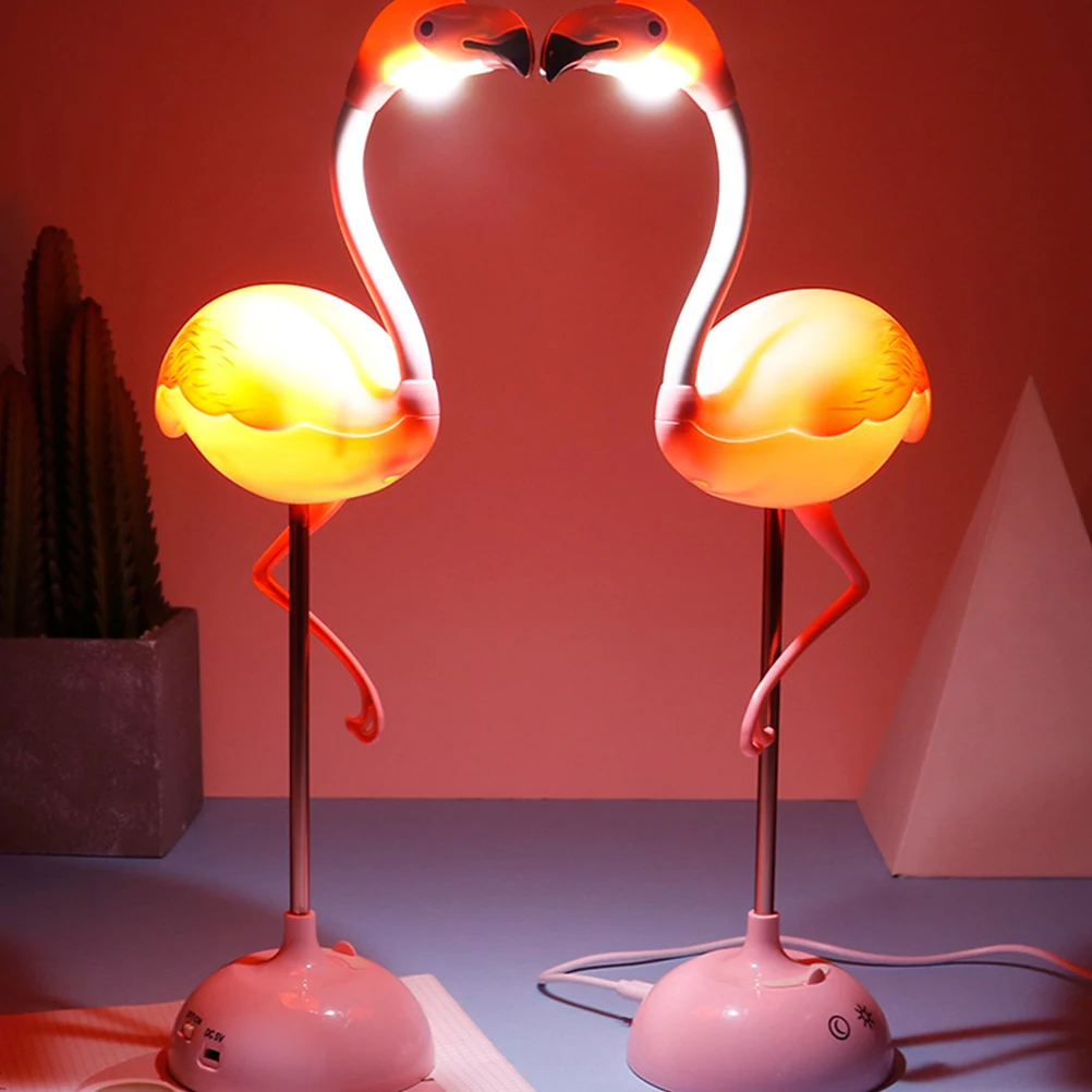 

LED Desk Lamp Touch Small Brightness Eye Protection Rechargeable USB Flamingo Shape Night Light Student Bedside Lamp Table