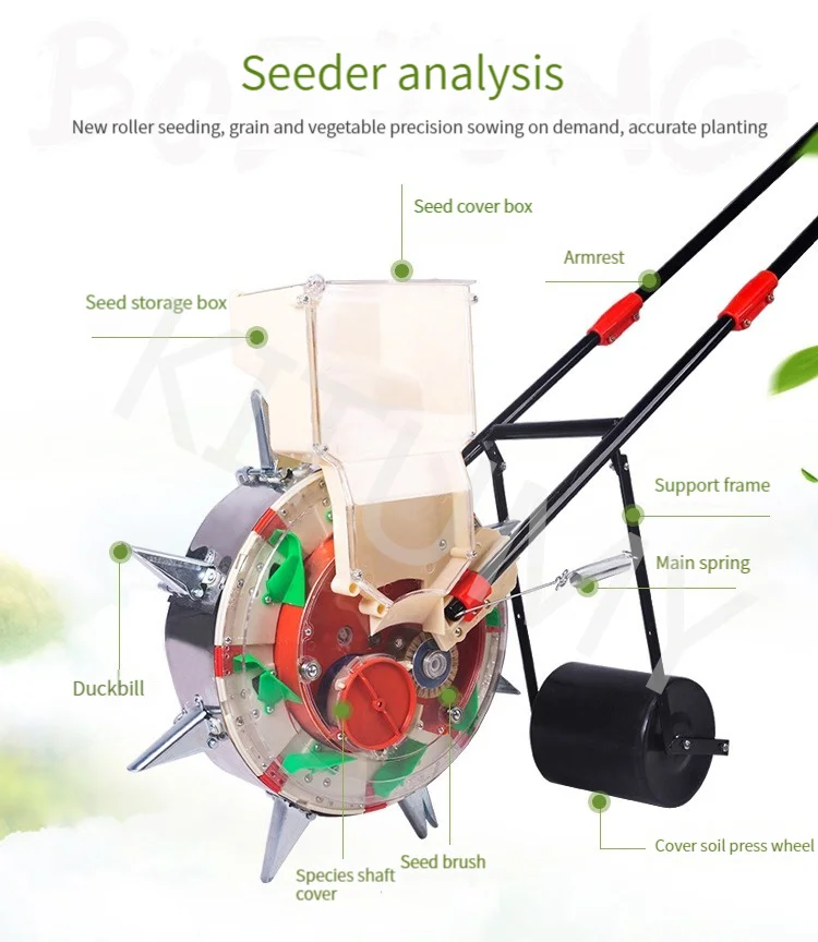 Imagem -03 - Rolo Semeador Movido à Mão Plantador de Precisão Hand Push Algodão Soja Amendoim e Milho Sementes de Plantas Dissinatos