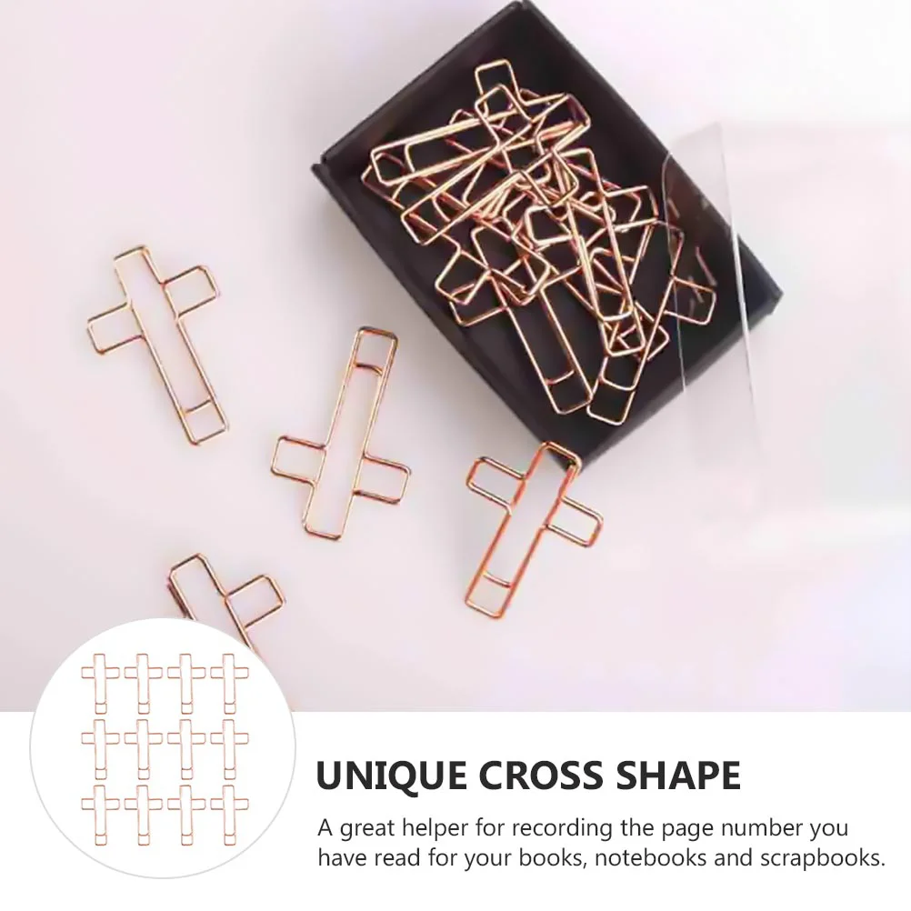 12 Pcs Cross Clip Shaped Clips Metal Bookmark Stainless Steel Unique Paper Bible Memo Clamps Religious