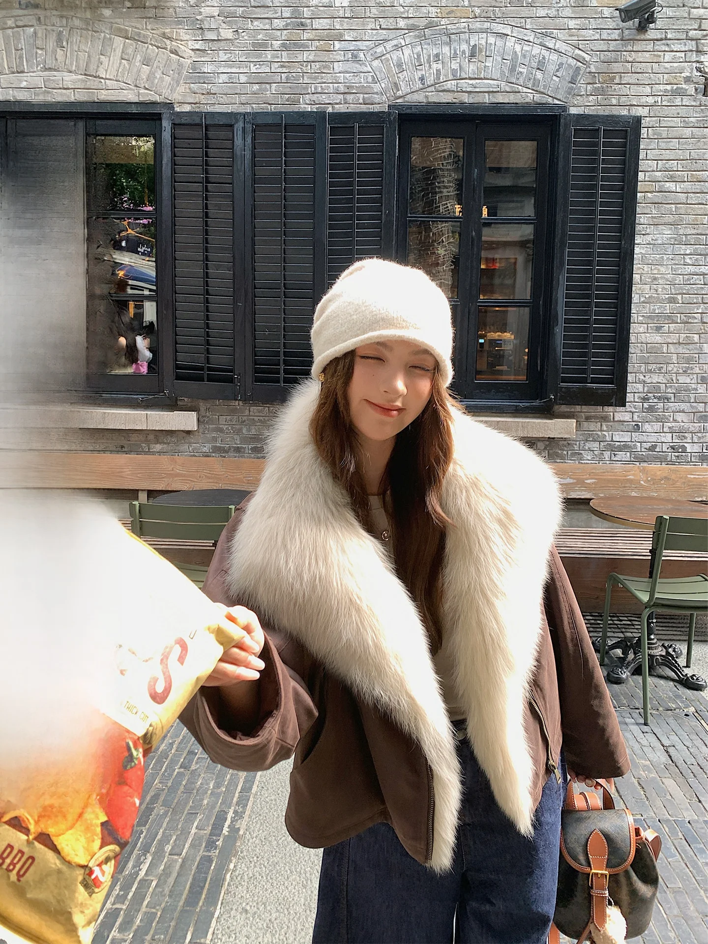 

Винтажная шуба ese, женская зимняя гонконгская шуба с большим воротником, меховая шуба Jaet Long Sve Stand Fit