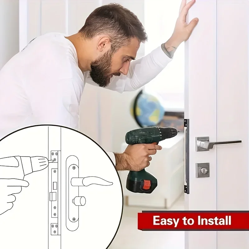 Stainless Steel L-Shaped Door Lock Cover, Concealed, Durable And Secure Protection Device, Suitable for External Door Locks