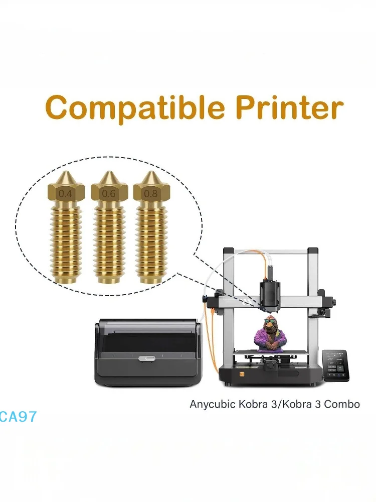 【A】Per ugelli per stampante 3D Anycubic Kobra 3 in ottone e acciaio temprato 0,4 mm 0,8 mm 1 mm
