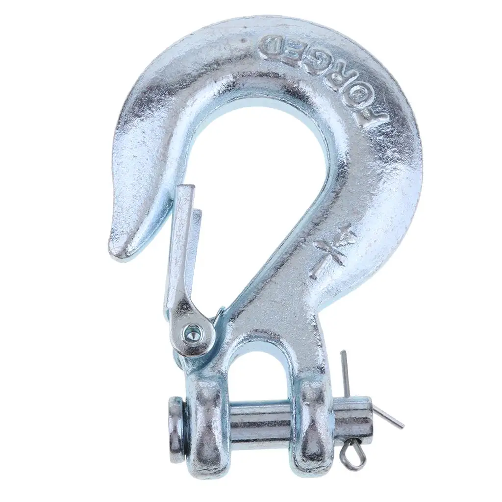 1/4 Inch Winch Cable Tow Hook Durable Iron Safety Latch Rope Hook for Boat Anchor Winch Accessories