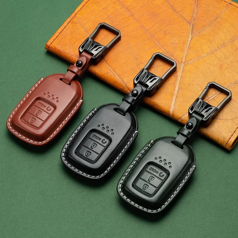 Key fob cover case car leather keyring protector for Honda Civic 11th CRV CR-V fit HR-V HRV city Odyssey XR-v accord pilot shell