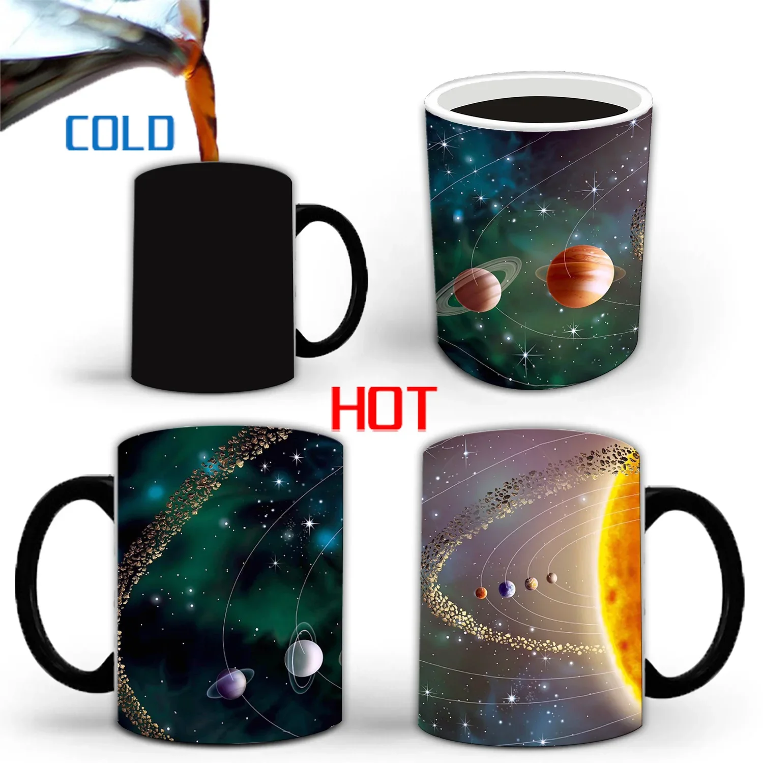 Solar System Discoloration Mug Planets Color Changing Cup Universe Ceramic Coffee Cups Heat Sensitive Milk Tea Mugs Drinkware