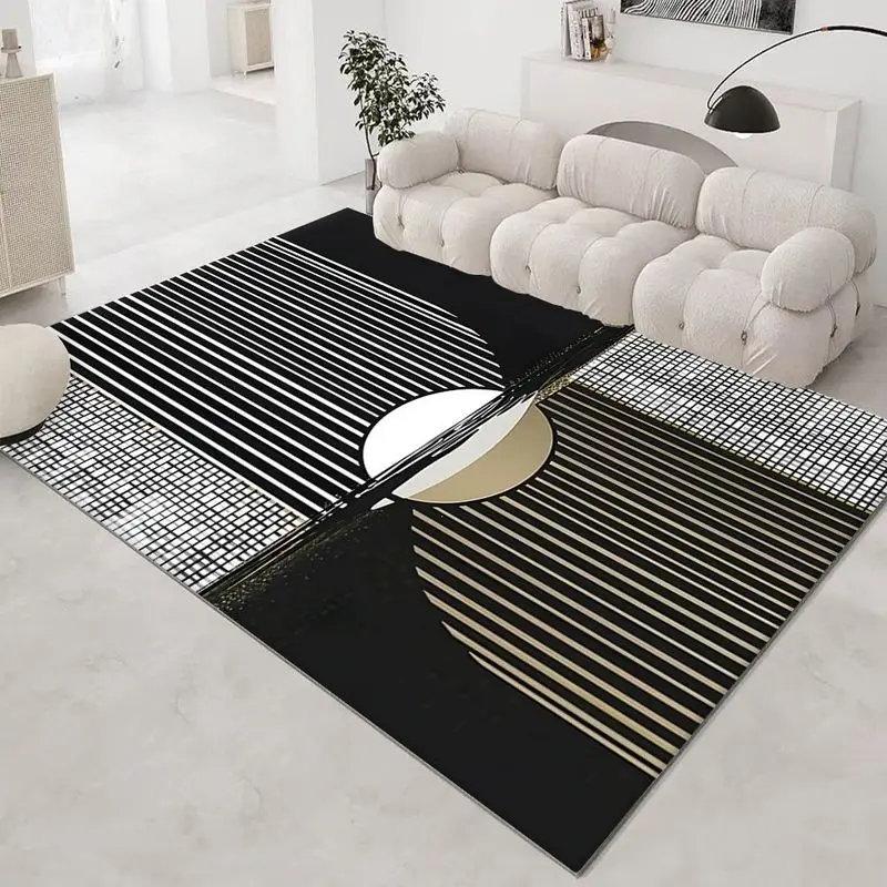 VIKAMA Light Luxury Ink Wash Plant Foliage Rectangle Rug Neutral Tone Abstract Leaves Bedroom Decor Carpet Home Decor