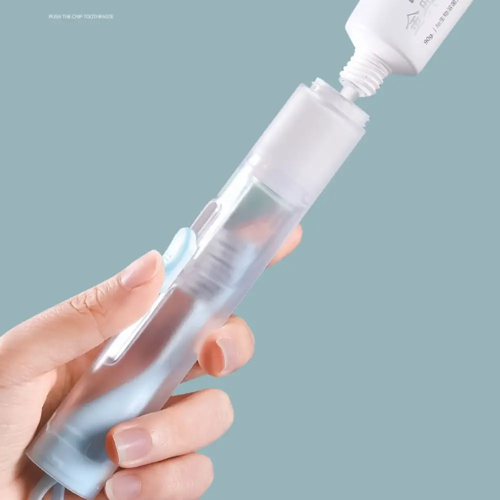 3-IN-1 Travel Toothbrush Set Portable Foldable Toothpaste Dispenser Integrated Mini Toothpaste Tube Storage Box