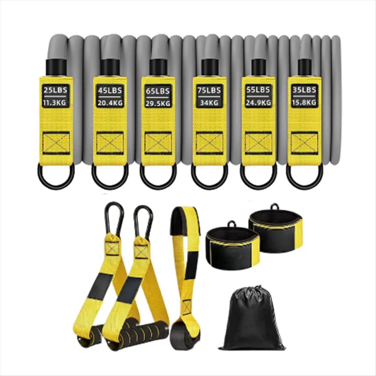New arrival  300LBS High Strength Resistance Bands Training Set Puller Elastic Belt Tension Rope Fitness Puller Rope Yellow
