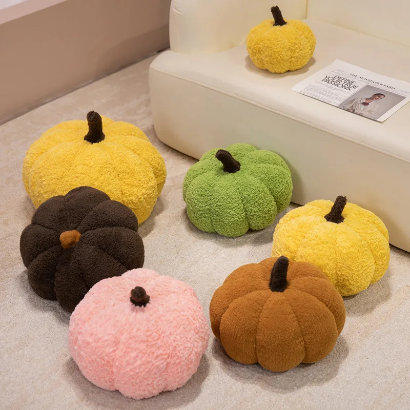 INS Style 40cm Halloween Pumpkin Plush Toy Fluffly Colorful Throw Pillow Soft Stuffed Plants Doll Sofa Cushion Home Room Decor