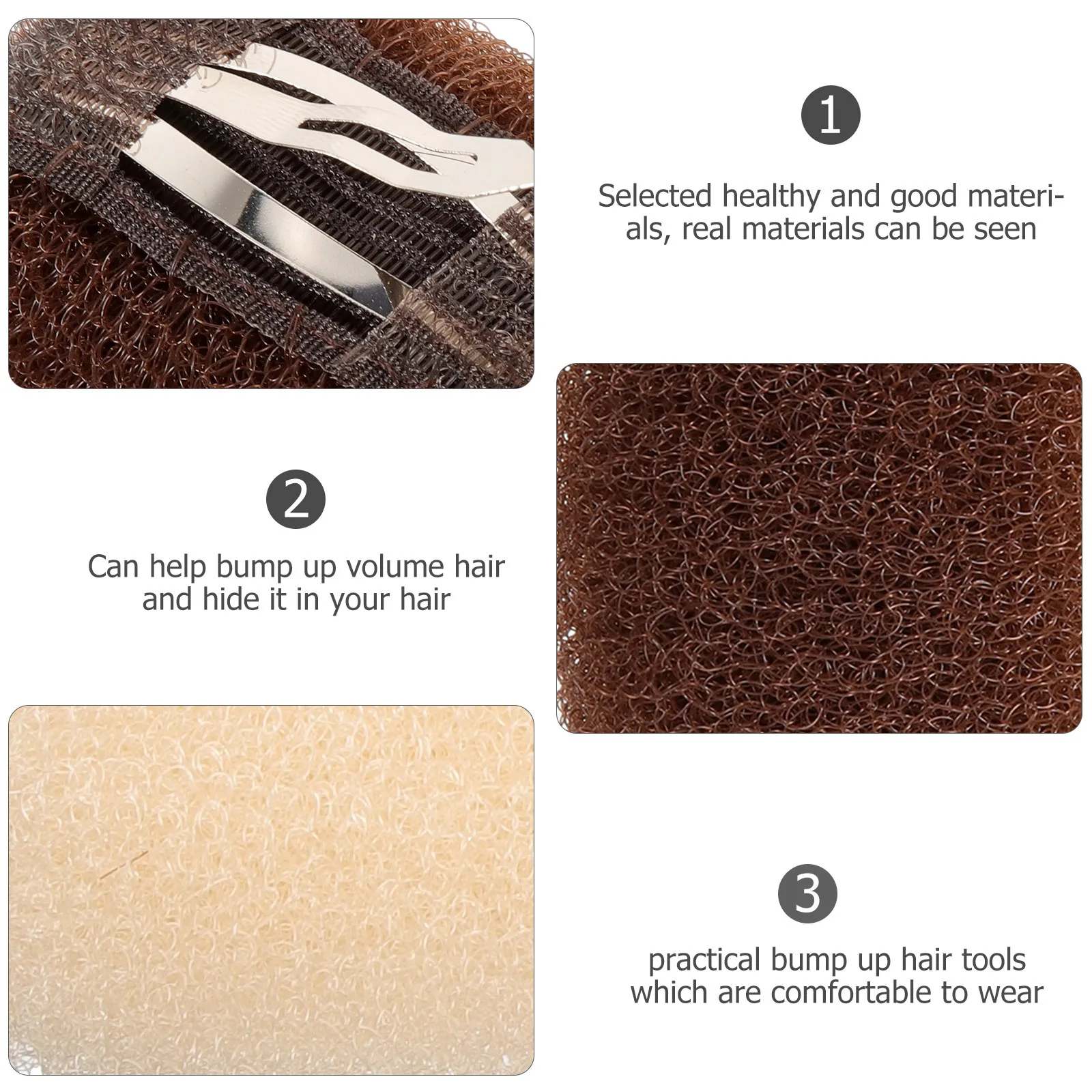 

Набор из 6 заколок-подушечек для волос из премиального материала: инструмент для мгновенного увеличения объема, комфортный захват, долговечность