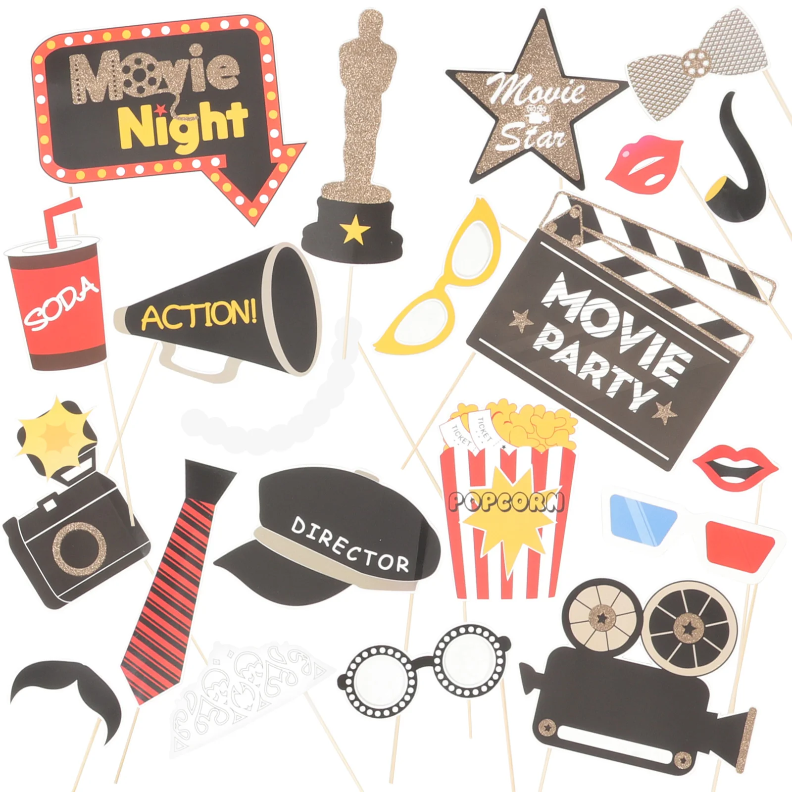 

21 Pcs Movie Theme Photo Booth Props Cardstock Ideal for Party Games Fun Events Halloween Christmas naments