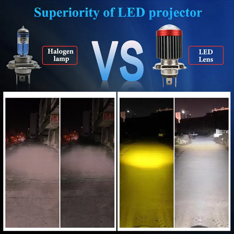 1pcs H4 led lamp ba20d led moto headlight h4 Led motorcycle spotlight motorcycle fog lights h6 ba20d led 12v 6000k white yellow image 3