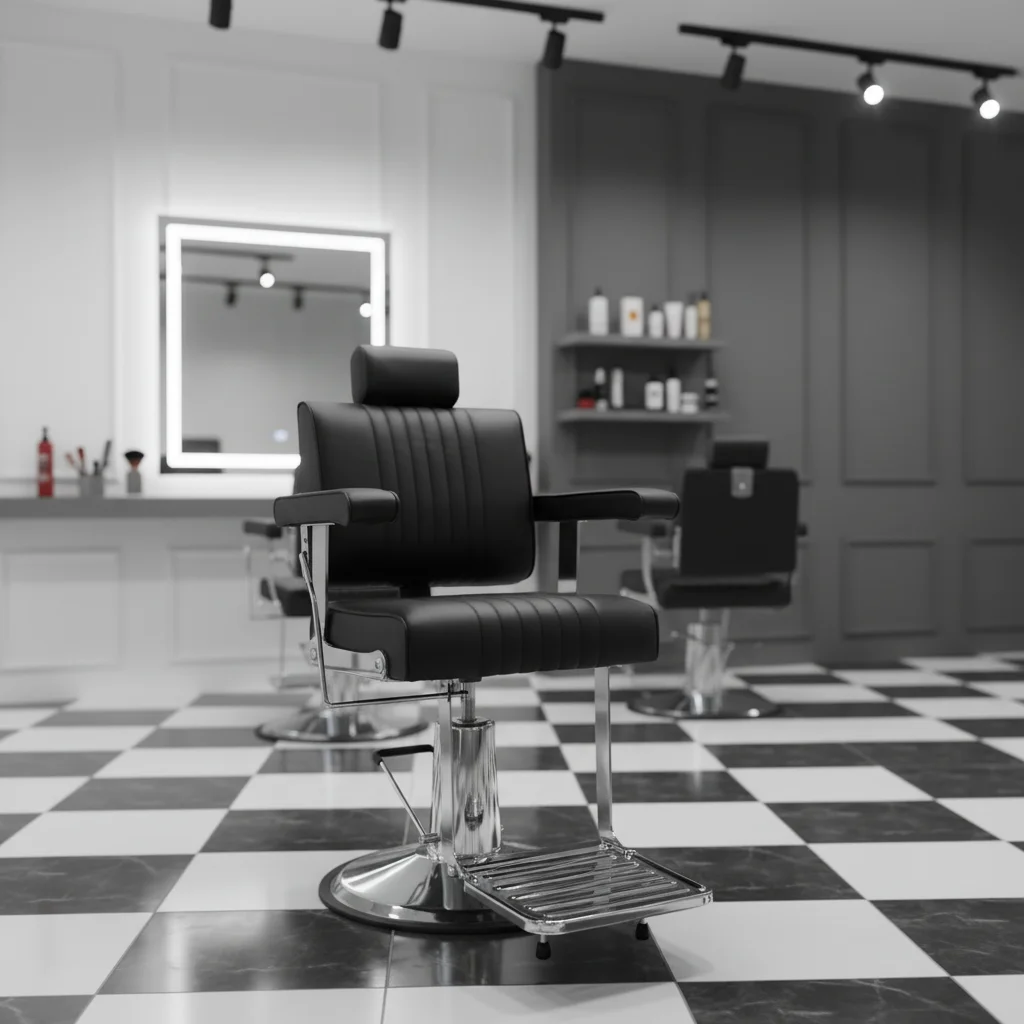 

@#A 2026 daomeng Retro Professional Heavy-duty All-black Barber Chair Luxury Barber Shop Styling Chair Hair Salon Wholesale Pric