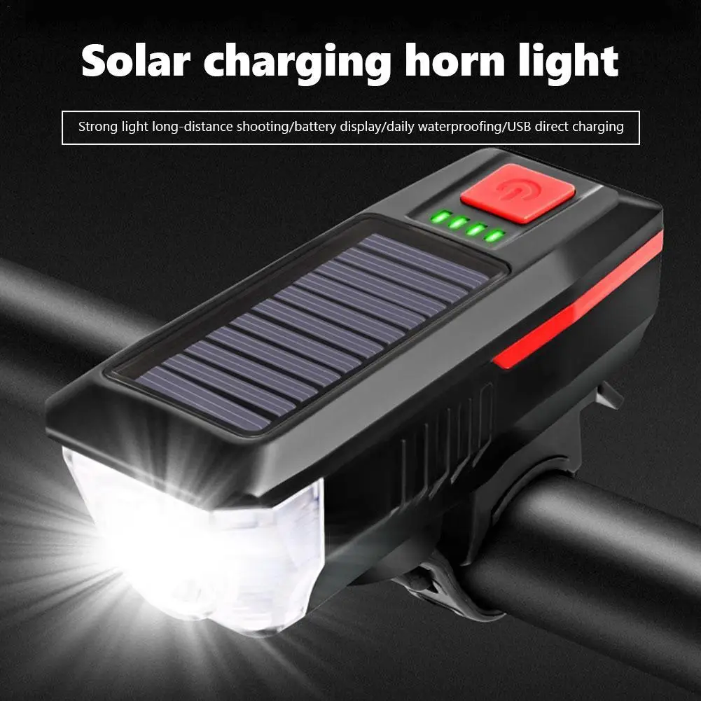 

Solar Bicycle Light Bike Front Lamp with Horn USB Rechargeable Display Bicycle Flashlight Headlamp MTB Power Light