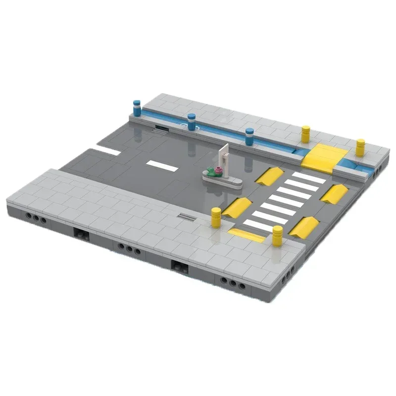 Street View Model Moc Building Blocks Straight with Bicycle Lane and Crosswalk Technology Modular Brick DIY Assembly Toy Gifts image 3