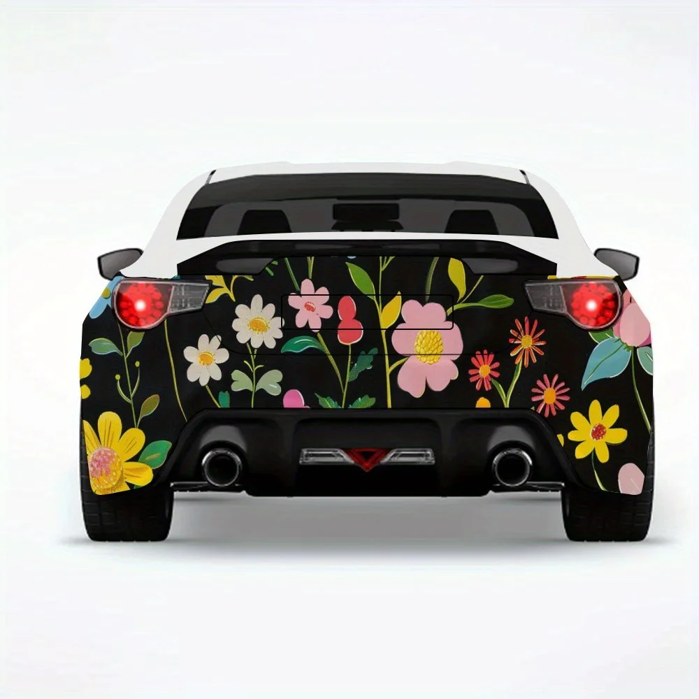 

Красочные цветы взрыв автомобиля наклейка, виниловая наклейка на заднюю часть автомобиля, водонепроницаемые самоклеящиеся виниловые наклейки для хвоста автомобиля и бампера