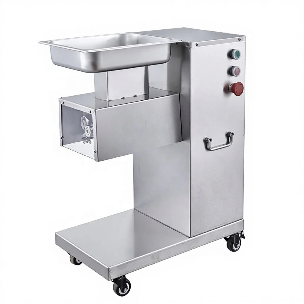 Compact Dual Voltage Stainless Steel Automatic Vertical Meat Slicer Adjustable Blade for Global Market Butcher Shops