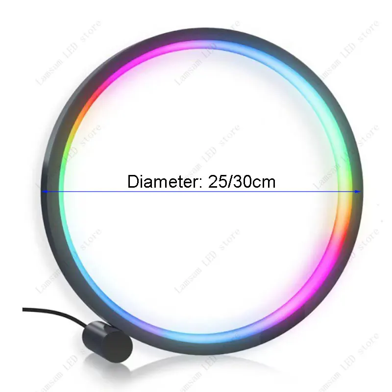 LED RGB مصباح حلقي عكس الضوء التحكم عن بعد USB تيار مستمر بالطاقة الموسيقى مزامنة الإنارات التصوير ضوء لغرفة النوم غرفة المعيشة الطرف