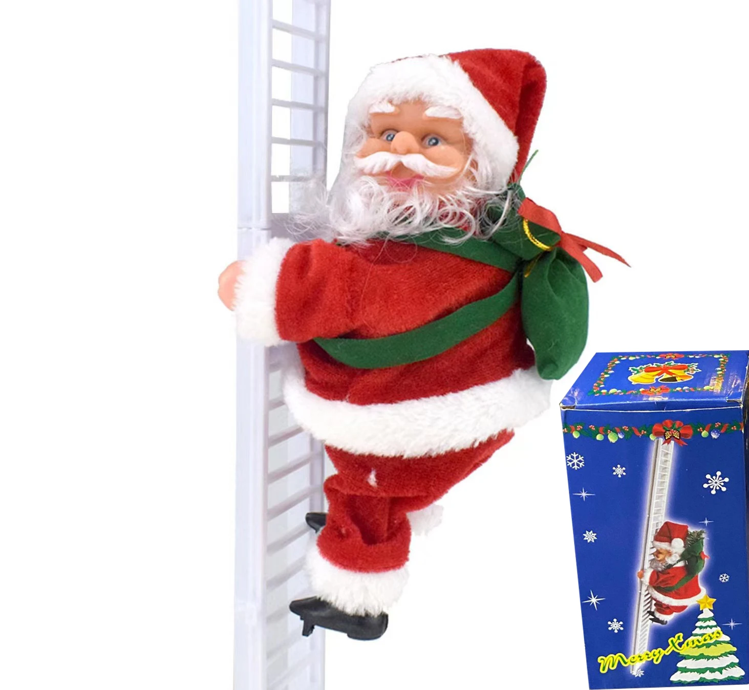 Christmas Ornaments Gift Electric Climbing Ladder Santa Claus Doll Kids Toys With Music Merry Christmas Tree Hanging Decor