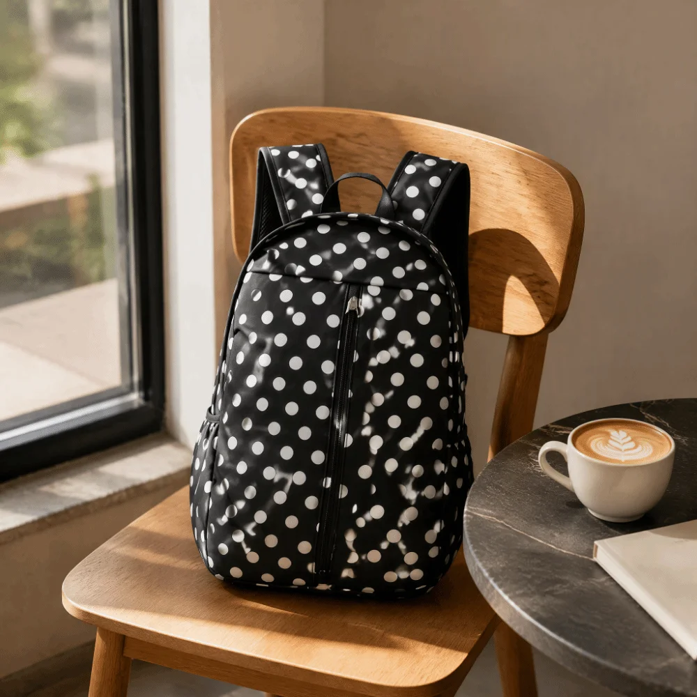 Polka Dot Backpack Large Capacity Lightweight Design Sports Backpack Waterproof Material Padded Straps Travel Backpack School
