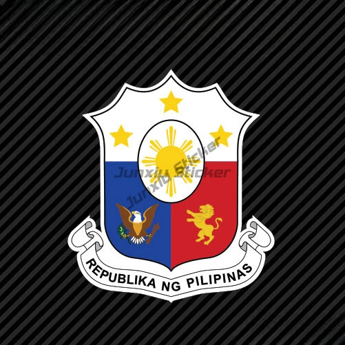 Filipino Coat of Arms Sticker  Self Adhesive Vinyl Philippines flag PHL PH Window Truck Camper Guitar Car Body Refrigerator Wall