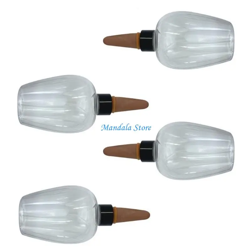 U2JC 4lots Transparents Plant Waterers Includes Cotton Cloth Rubber Band Cleaning Brush