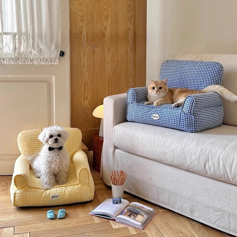 Sofá coreano a cuadros mascotas, cama lavable extraíble gatos y perros, muebles mascotas disponibles todas l