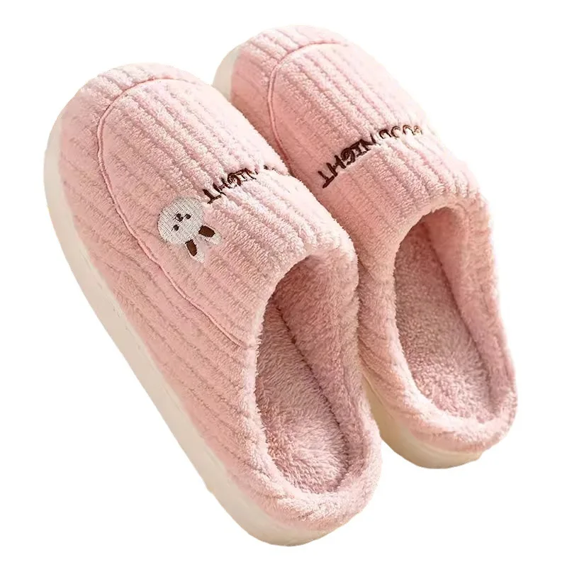 2025 winter Cotton Slippers Men's Non-slip Indoor Thickened Bottom Plush Warm Couple Household Winter Cotton Slippers Women