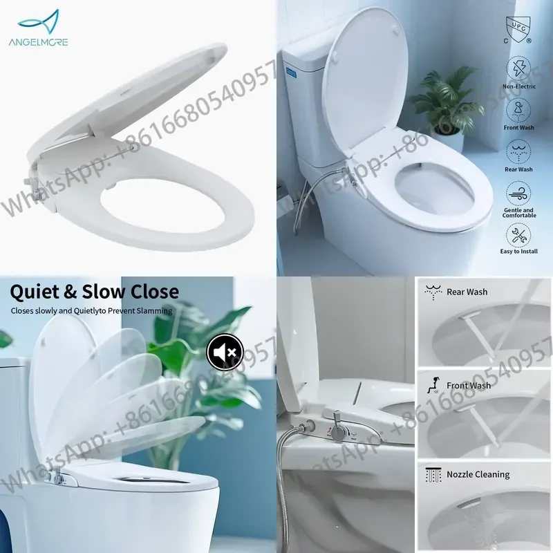 Wholesale Dual Nozzle Self Cleaning O Shape Smart Bidet Seat Cover Rear Feminine Wash Non-Electric Plastic Toilet Bidet Seat