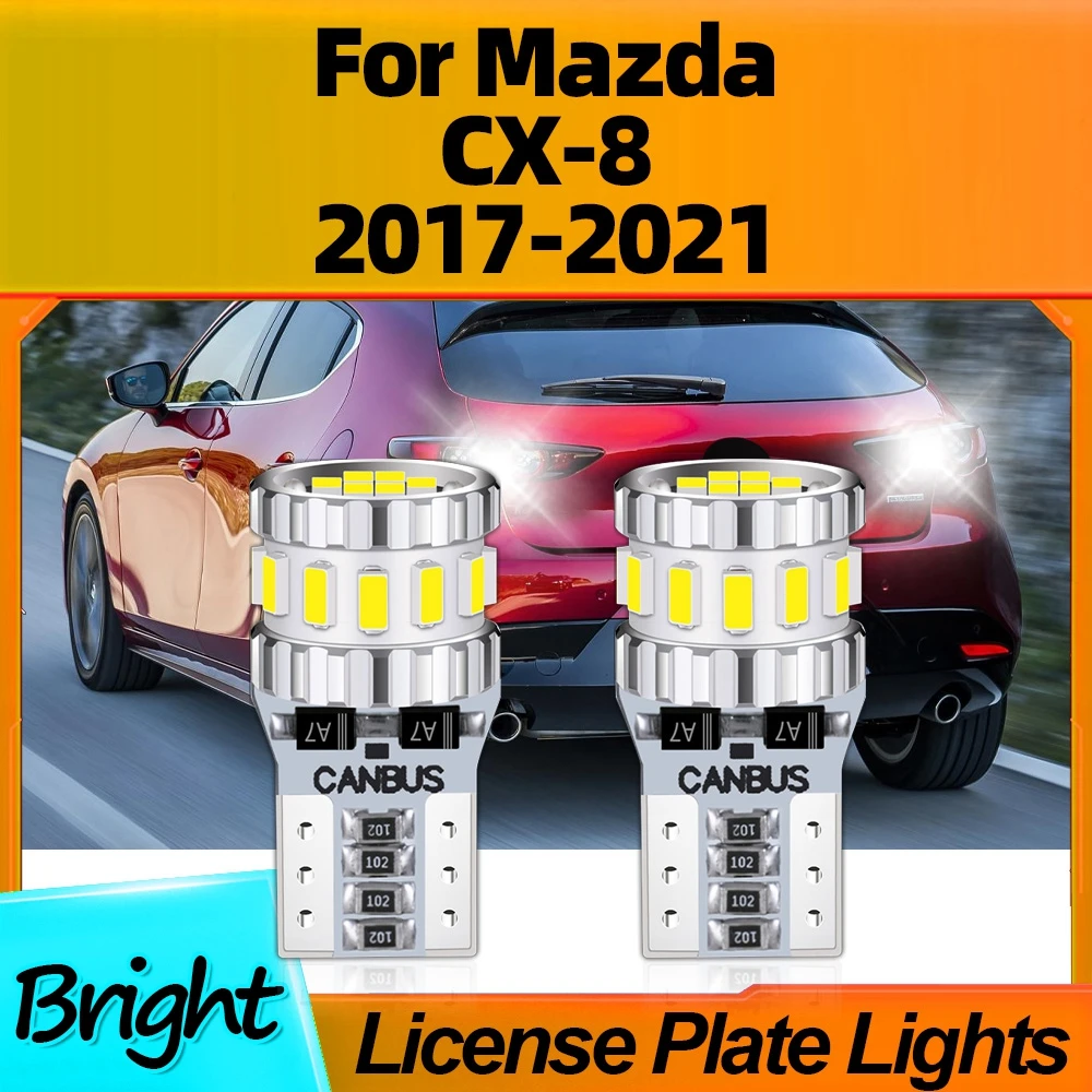 2Pcs W5W Car LED License Plate Lights Bulbs T10 High Bright CSP Chips 800LM Upgrade For Mazda CX-8 2017 2018 2019 2020 2021