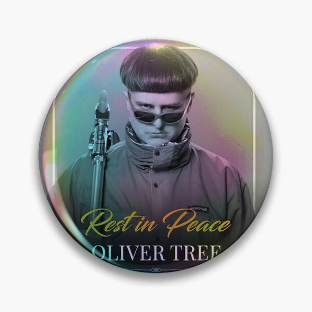 Oliver Tree Pin Holographic Star Heart Pin Brooches Laminated Button Fashion Accessory