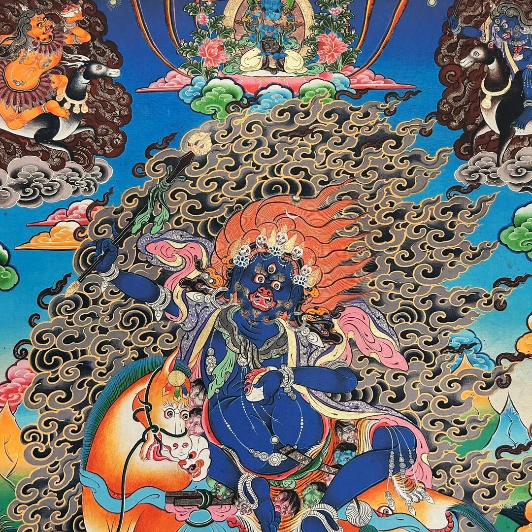 35-inch Tibetan Buddhist Vellum Hand-painted Thangka Auspicious Heavenly Mother