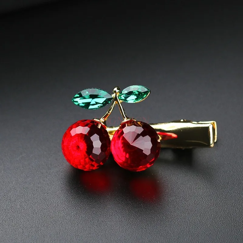 مشبك شعر الكرز مشبك حافة لطيف مشبك شعر كريستالي من حجر الراين مشبك علوي مشبك منقار البط مشبك صغير #3