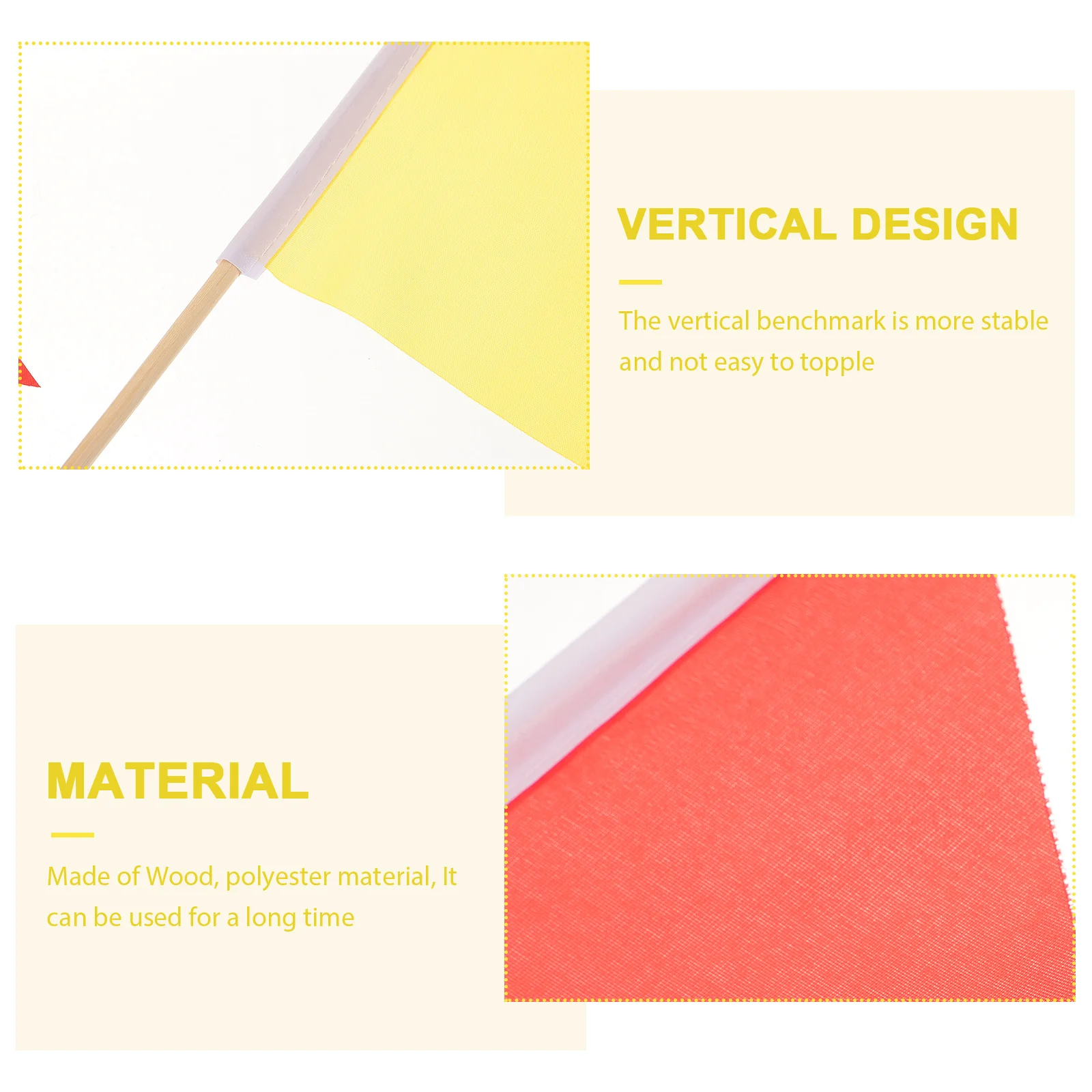 

10 Pcs 40CM Wooden Sticks Triangular Flags Red Yellow Lawn Marking Dog Training Garden Irrigation Sewer Supplies