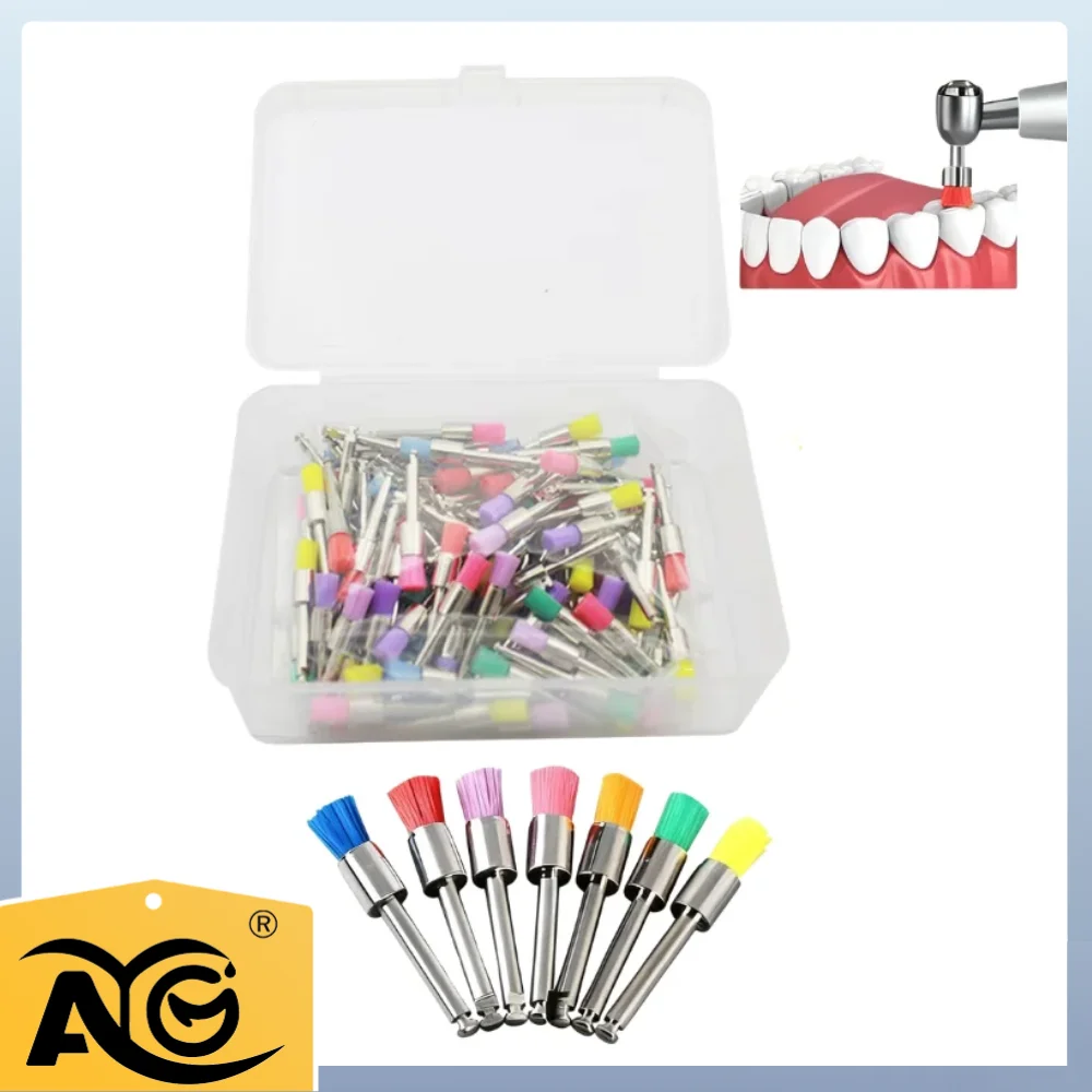 

100Pcs/Box AG Dental Lab Nylon Latch Small Flat Polishing Polisher Prophylaxis Brushes Disposable Dental Care Brush Head