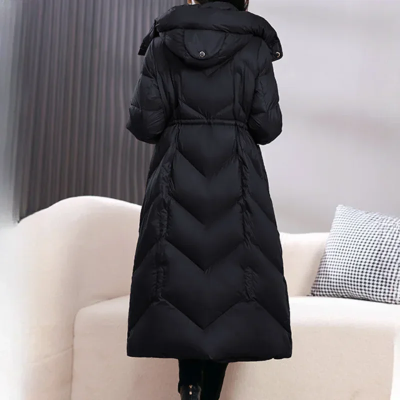 Winter warmer Mantel lose Kapuze mittellange Daunen jacke Damen jacke High-End-Temperament schlanke Taille lässiger Parka